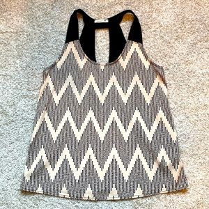 Soprano black and pink polka dot chevron tank. Small